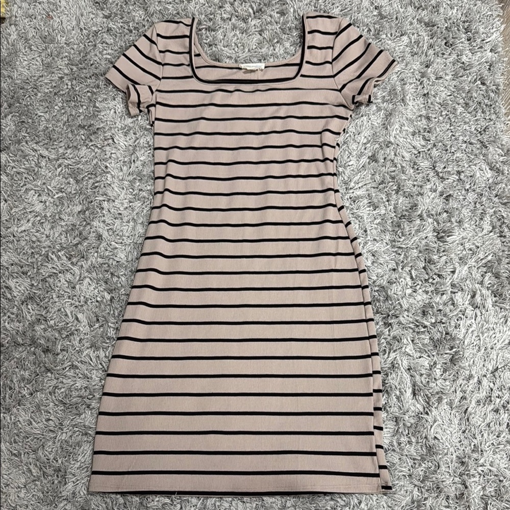 See You Monday Black and brown striped dress